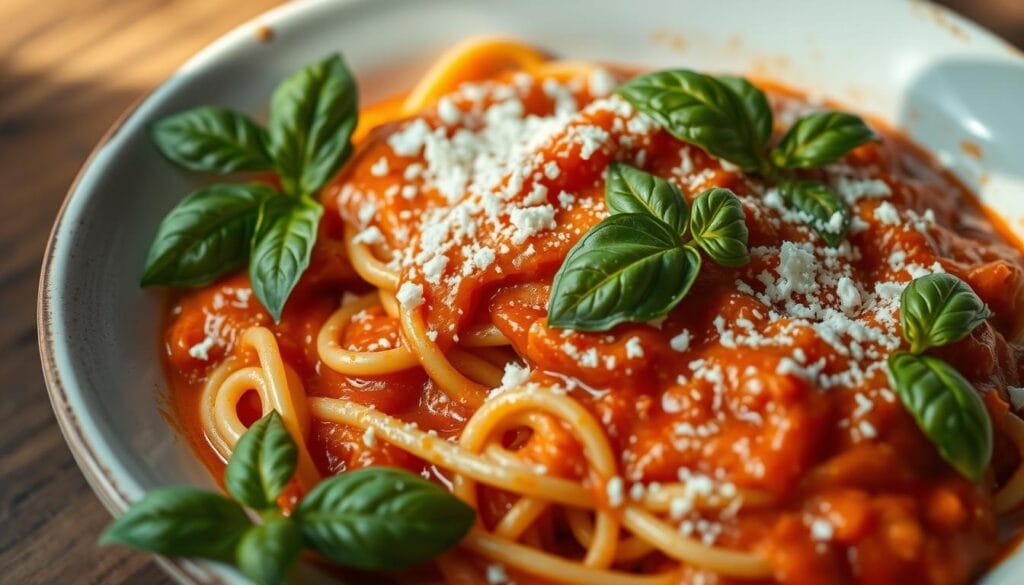 Creamy Tomato Pasta Garnishing