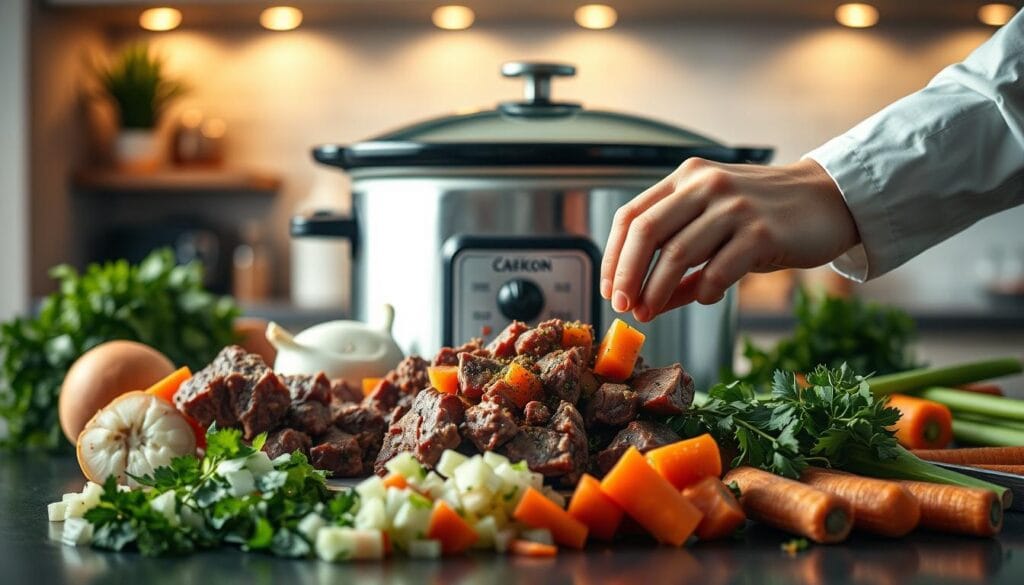 Slow Cooker Beef Shin Stew Preparation